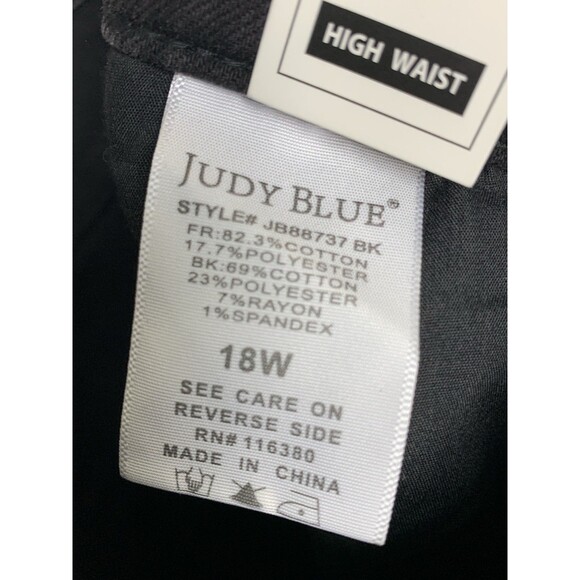 Judy Blue Jeans Womans 18W Black High Waist Rigid Magic Distressed 90's Straight - Picture 12 of 16